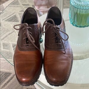 Johnston & Murphy Men's Brown sheepskin Leather Saddle Oxford Shoes size 9 M